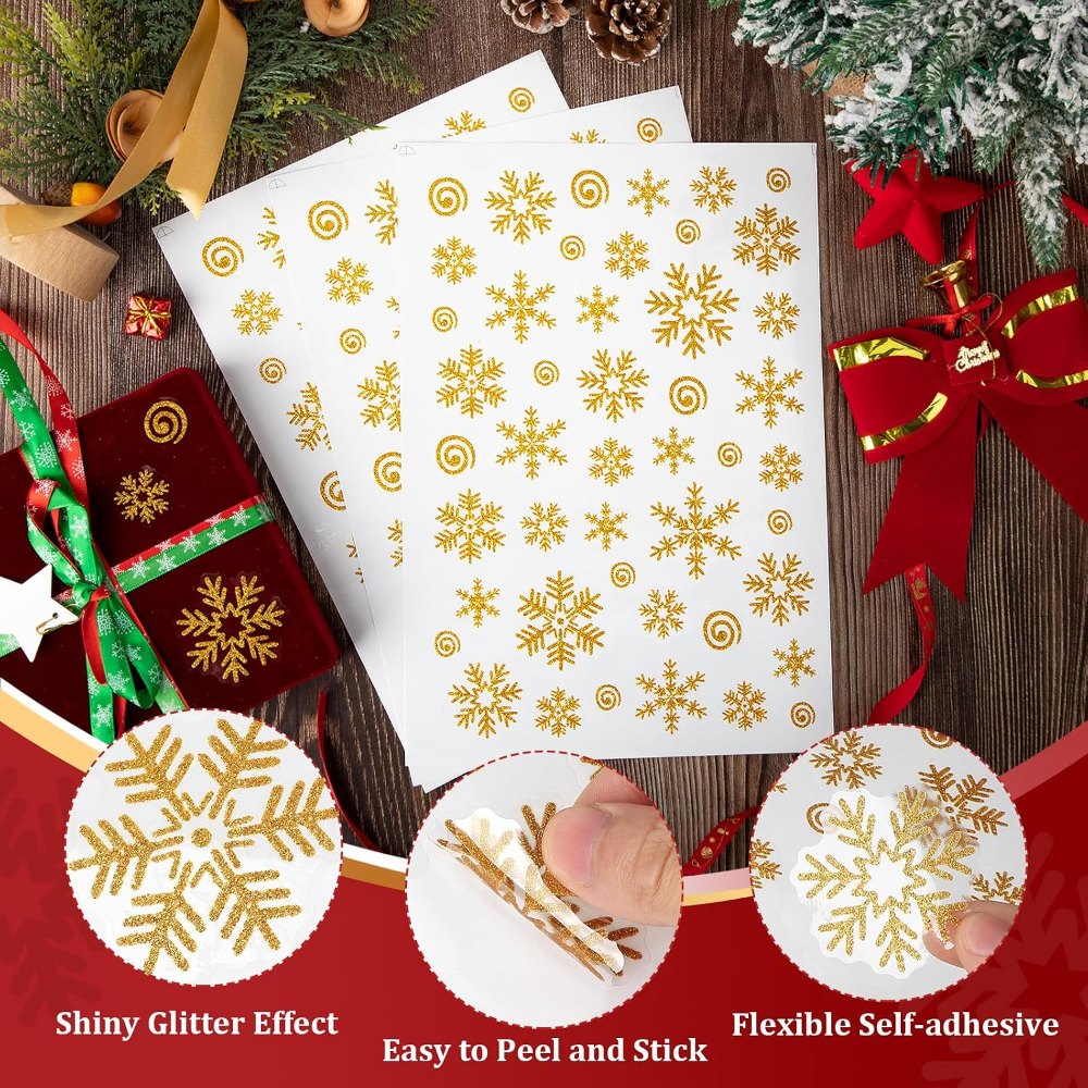 Christmas Envelope Seal Glitter Winter Snowflake Sticker, view 3