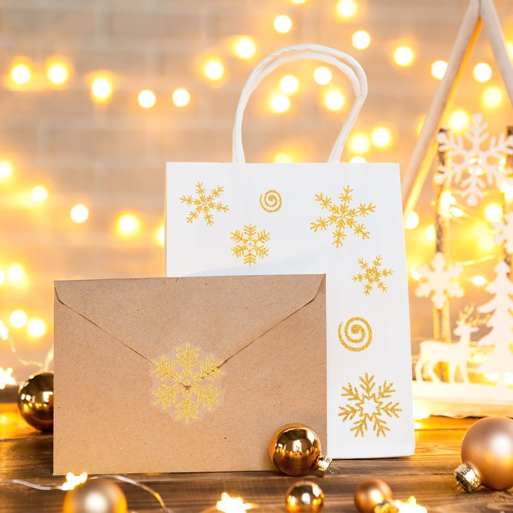 Christmas Envelope Seal Glitter Winter Snowflake Sticker, view 6