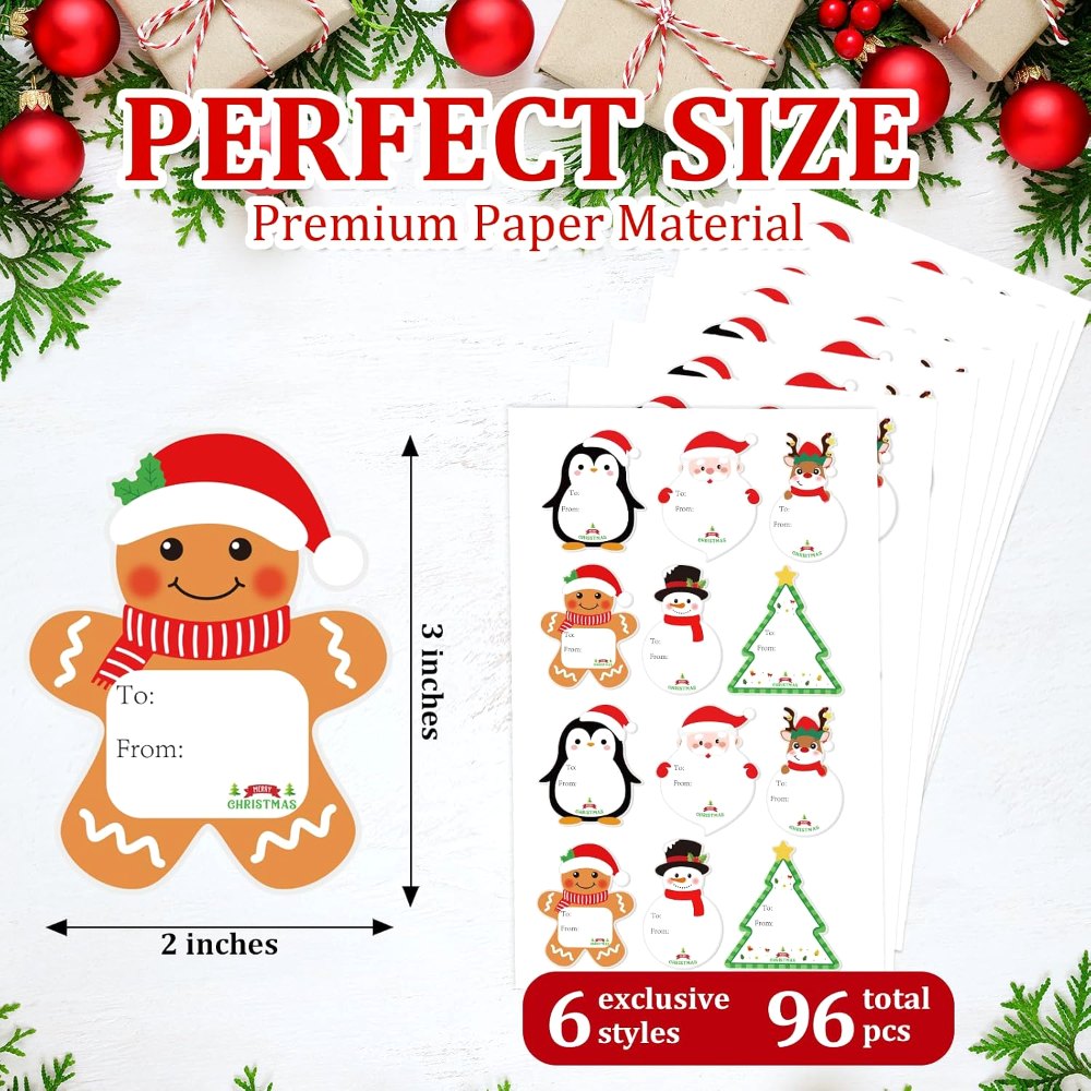 Christmas Gift Tags Stickers, 96 pieces, view 2