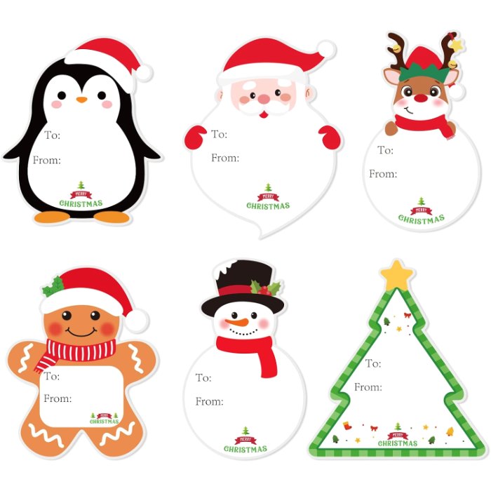 Christmas Gift Tags Stickers, 96 pieces
