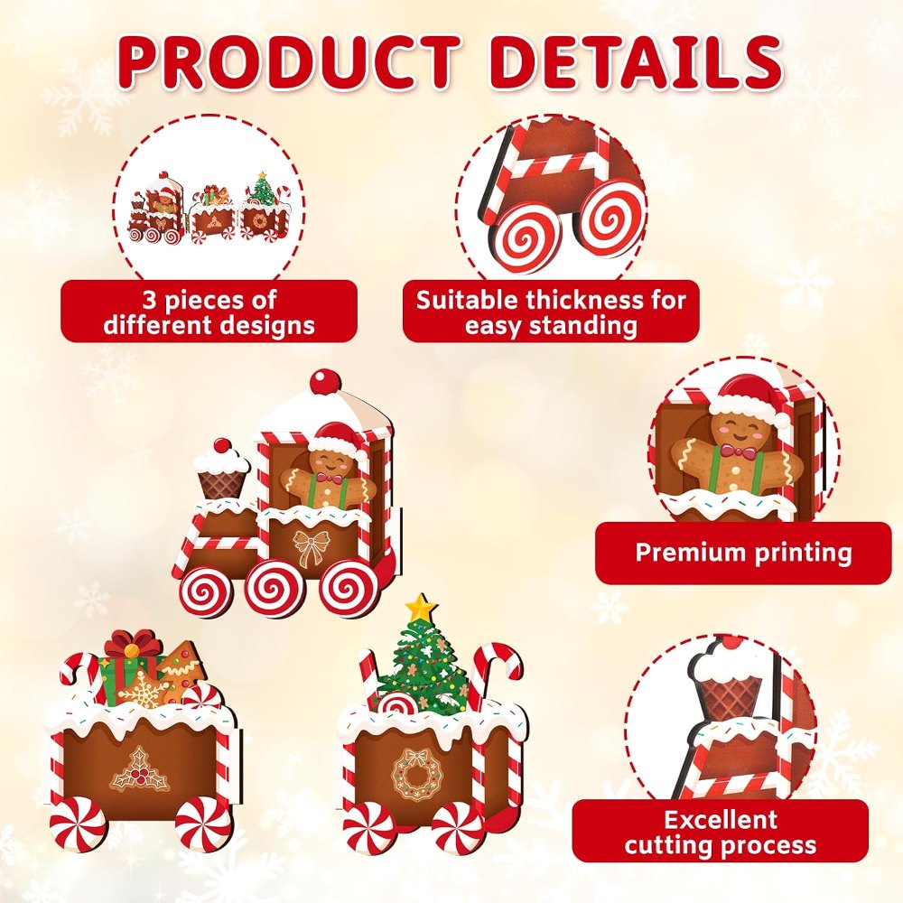 Christmas Gingerbread Decor Wooden Gingerbread Train, view 3