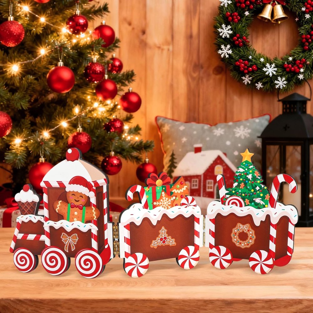 Christmas Gingerbread Decor Wooden Gingerbread Train, view 4