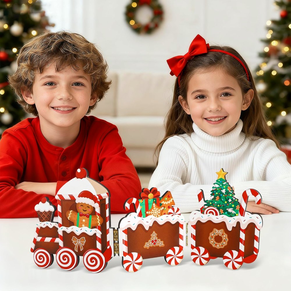 Christmas Gingerbread Decor Wooden Gingerbread Train, view 5