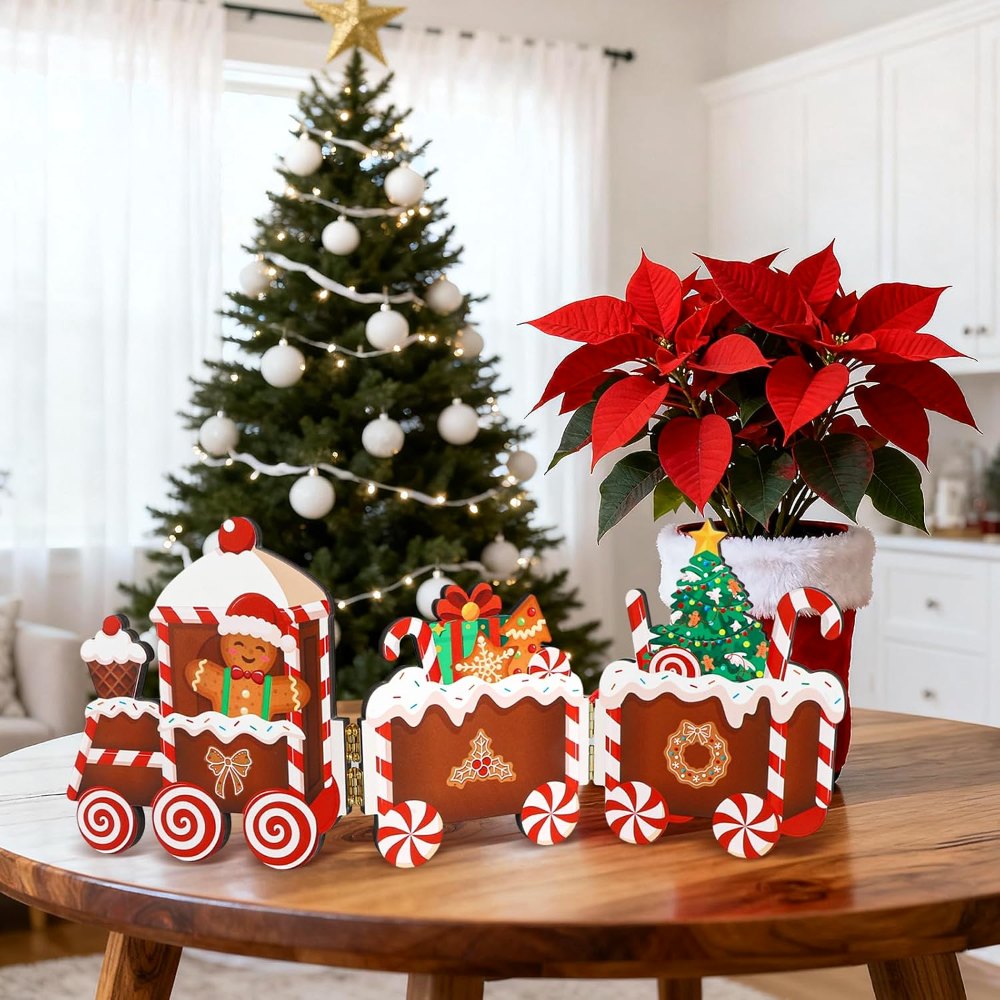 Christmas Gingerbread Decor Wooden Gingerbread Train, view 6