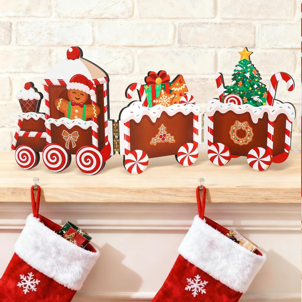 Christmas Gingerbread Decor Wooden Gingerbread Train, view 7