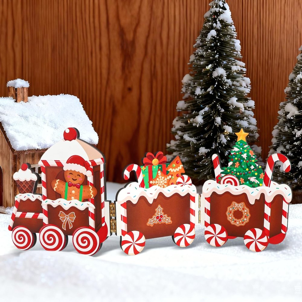 Christmas Gingerbread Decor Wooden Gingerbread Train