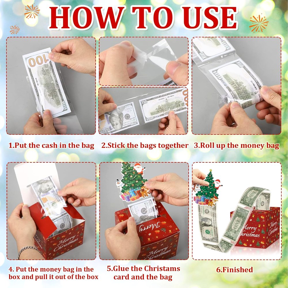 Christmas Money Box for Cash Gift Pull Surprise Money, view 4