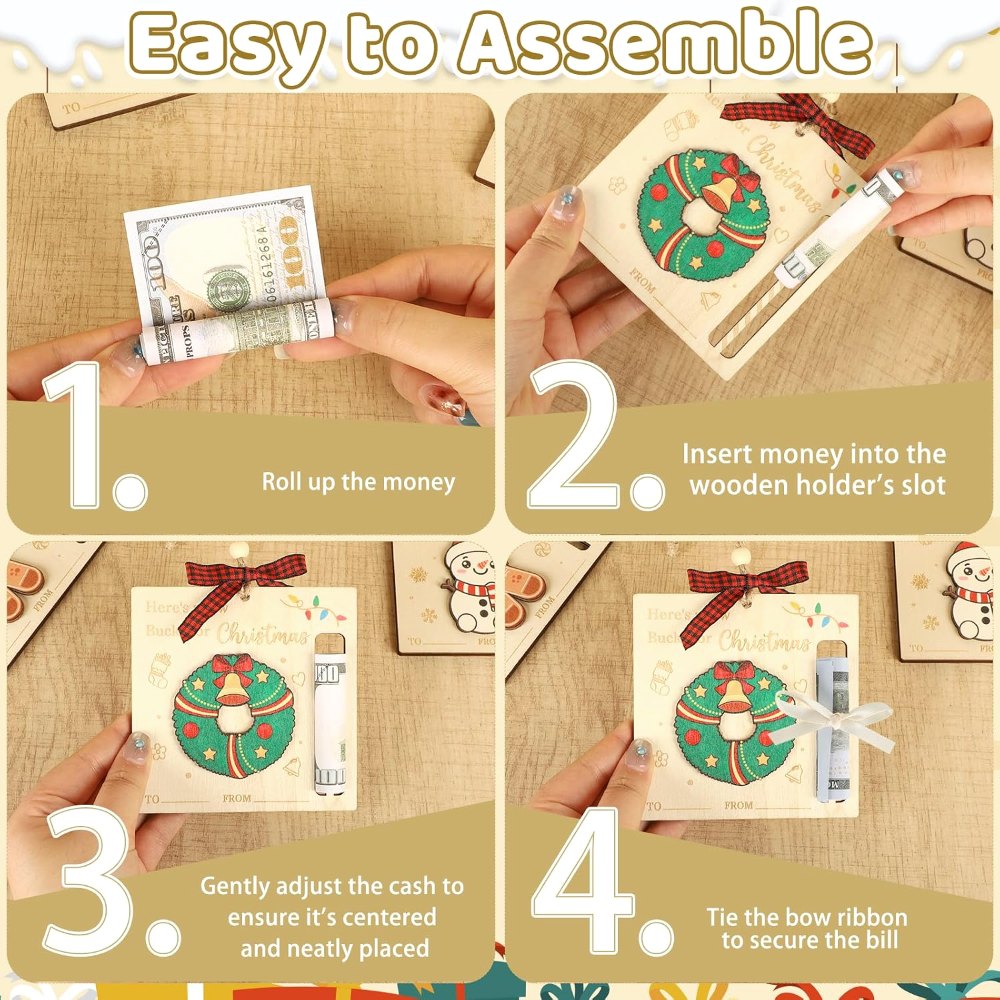 Christmas Money Holders for Cash Gifts Wooden Here’s A, view 5