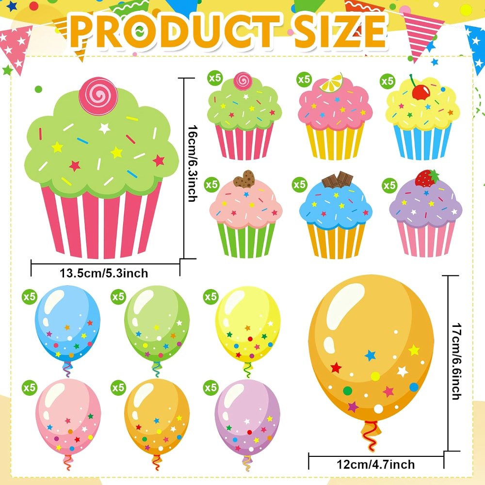 Colorful Balloon Cutouts Birthday Classroom Bulletin, view 2