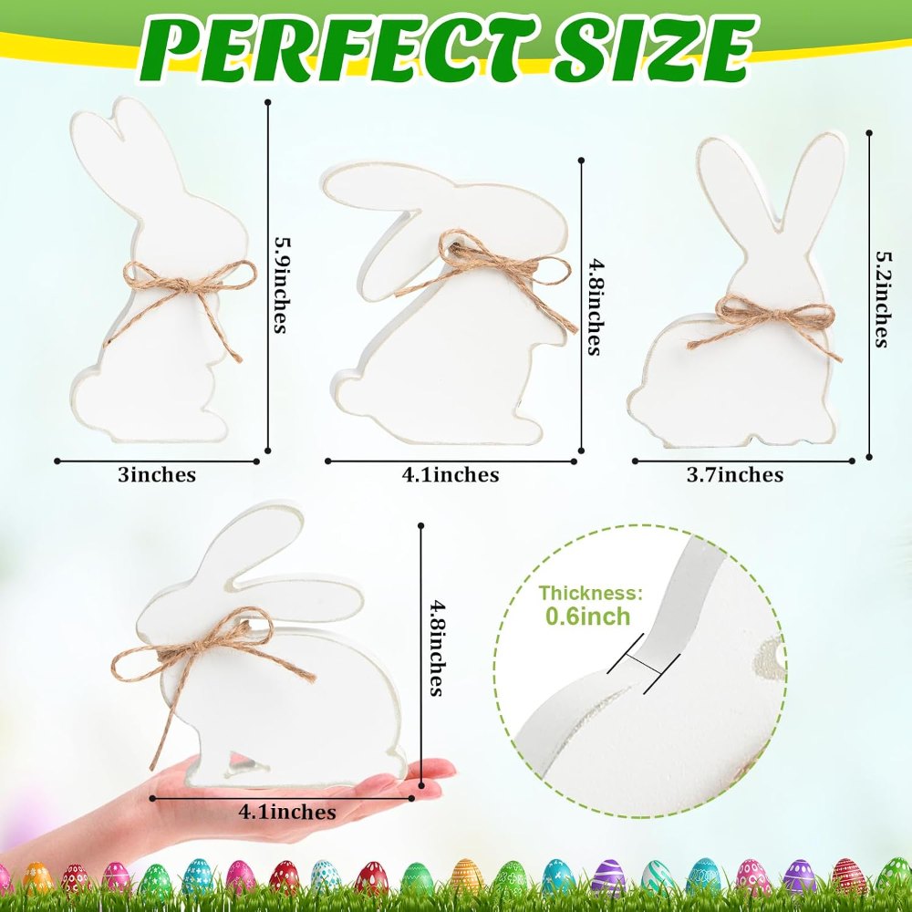 Cute Wooden Bunny Easter Decor, view 2