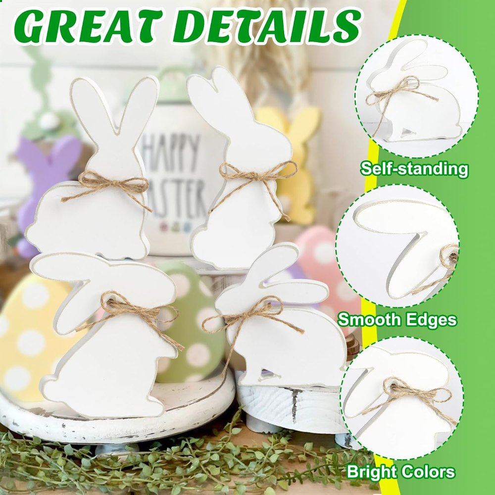 Cute Wooden Bunny Easter Decor, view 3