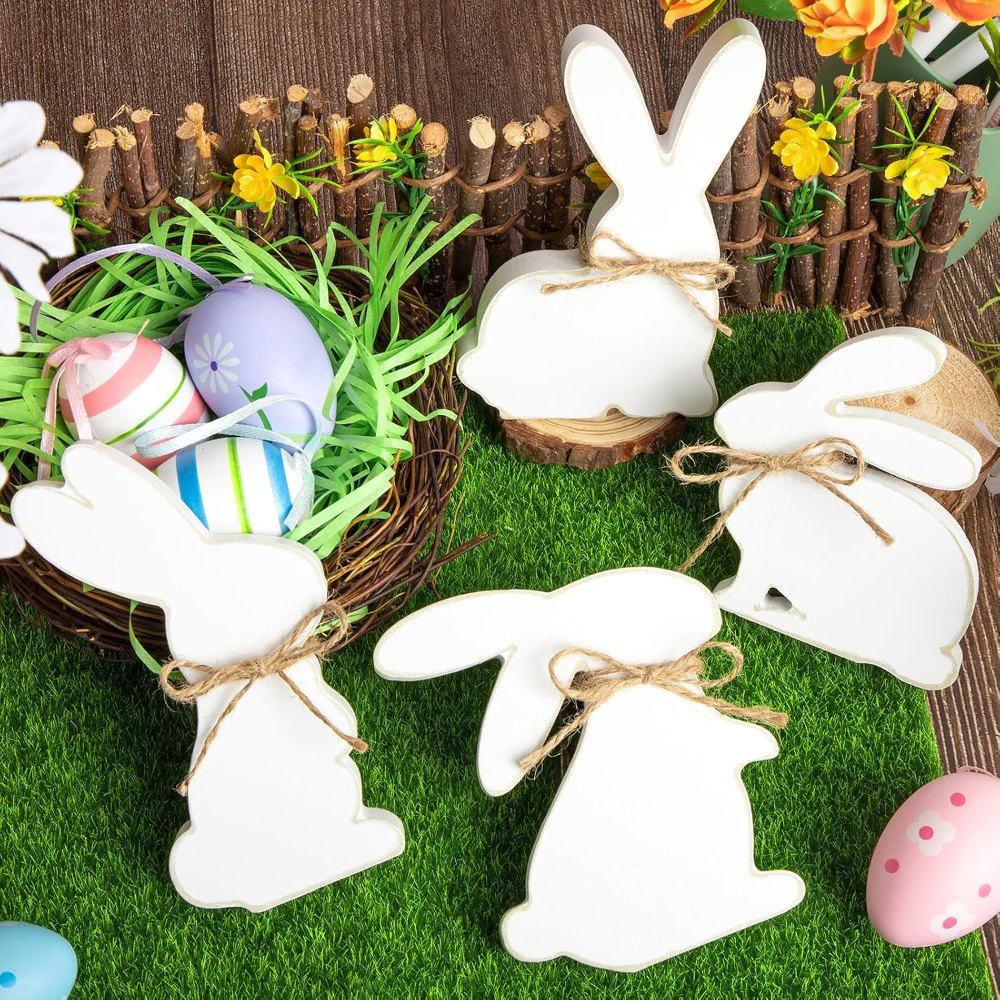 Cute Wooden Bunny Easter Decor, view 4