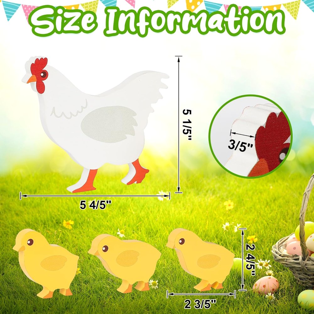 Cute Wooden Chickens Decorations Indoor, view 2