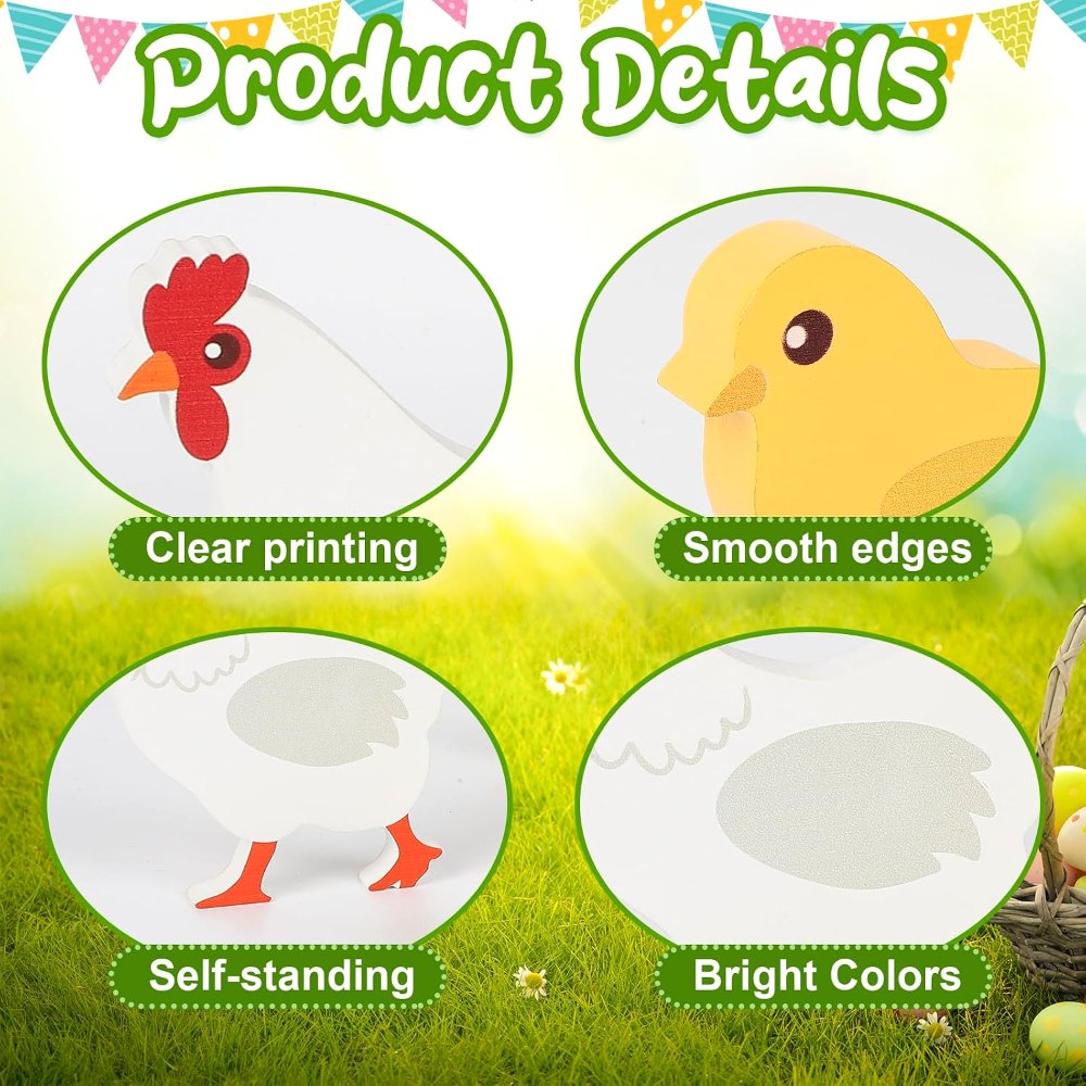Cute Wooden Chickens Decorations Indoor, view 3
