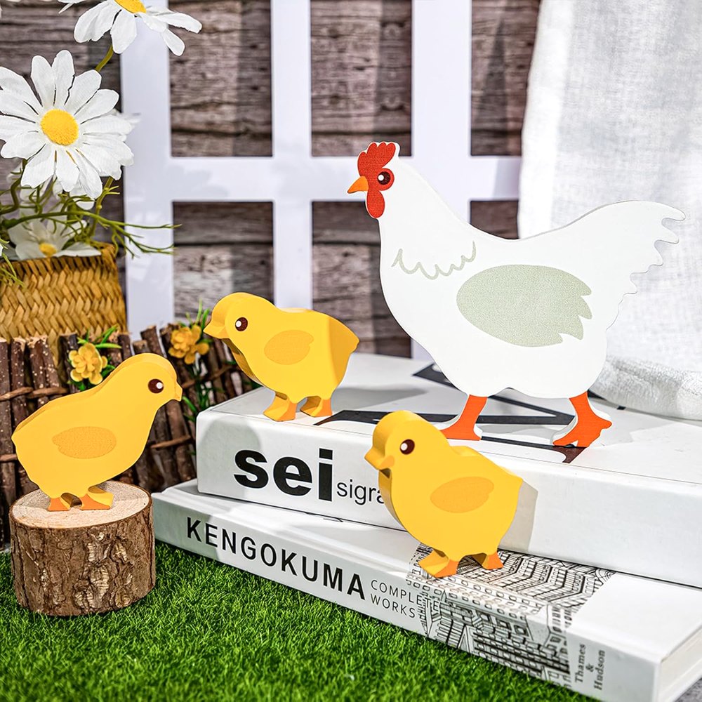 Cute Wooden Chickens Decorations Indoor, view 4