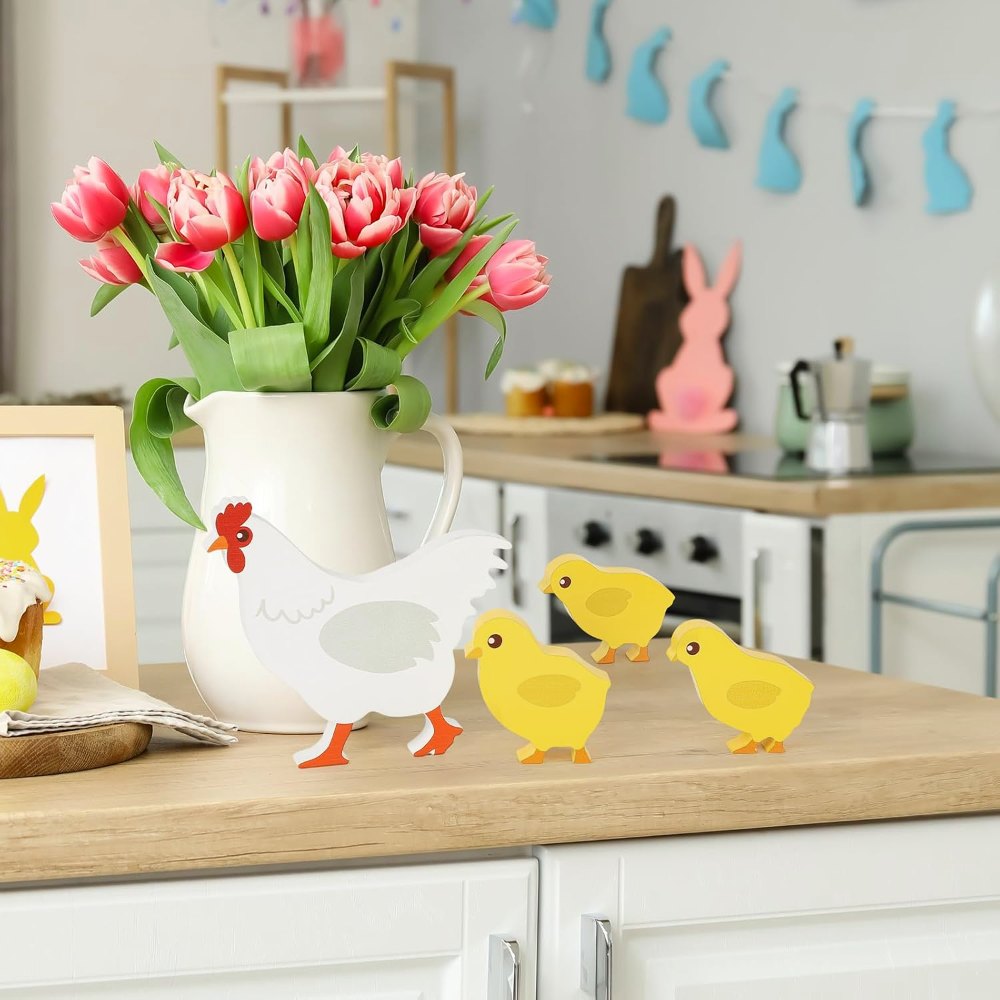 Cute Wooden Chickens Decorations Indoor, view 5