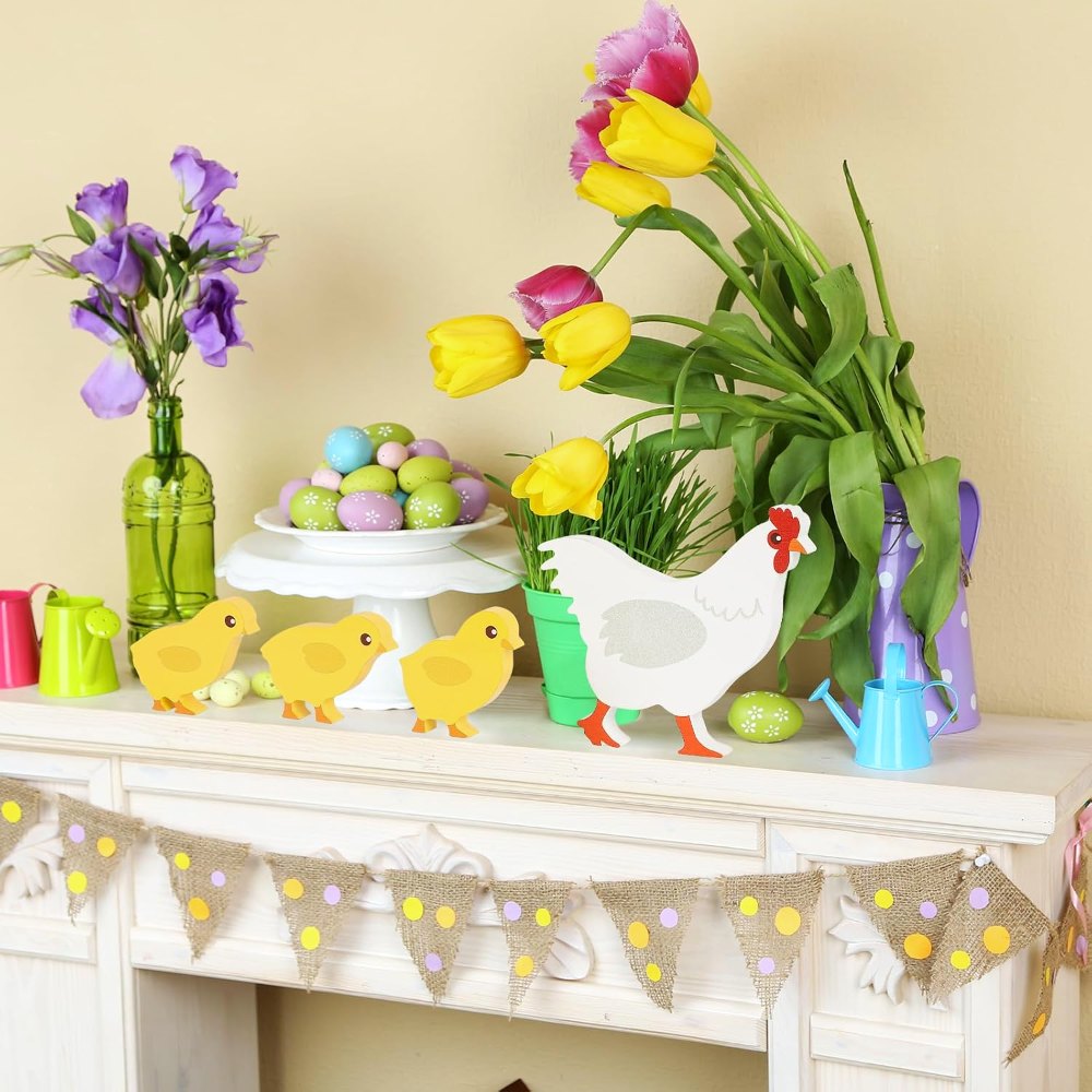 Cute Wooden Chickens Decorations Indoor, view 6