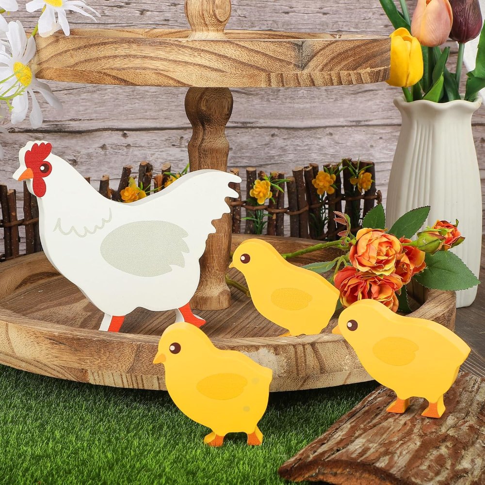 Cute Wooden Chickens Decorations Indoor