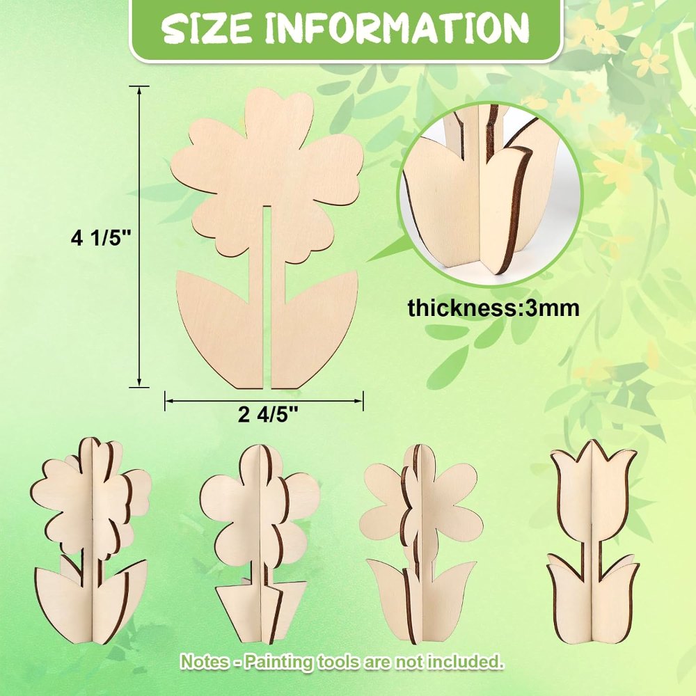DIY 3D Flower Spring Wood Crafts to Paint, view 2