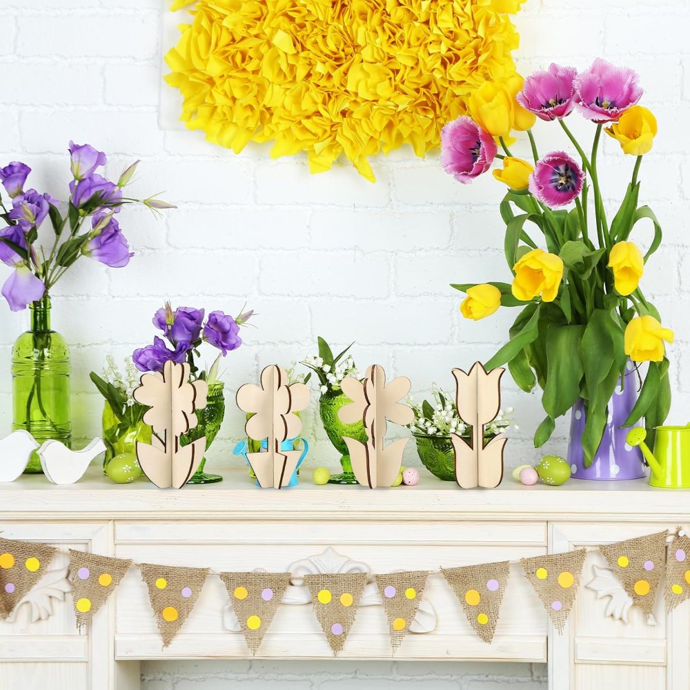 DIY 3D Flower Spring Wood Crafts to Paint, view 6