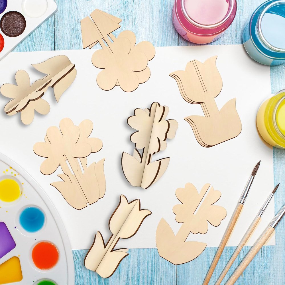 DIY 3D Flower Spring Wood Crafts to Paint, view 7
