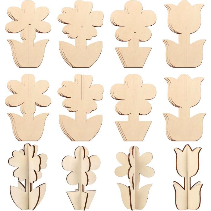 DIY 3D Flower Spring Wood Crafts to Paint