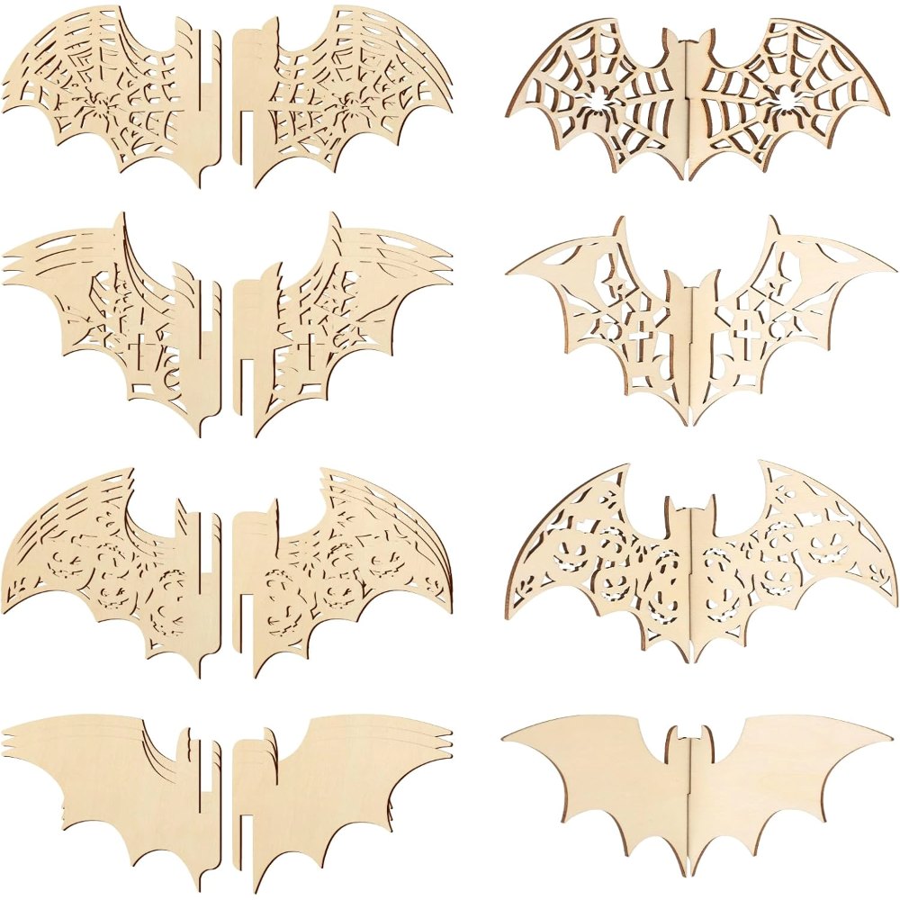 DIY 3D Halloween Bats Wood Crafts to Paint