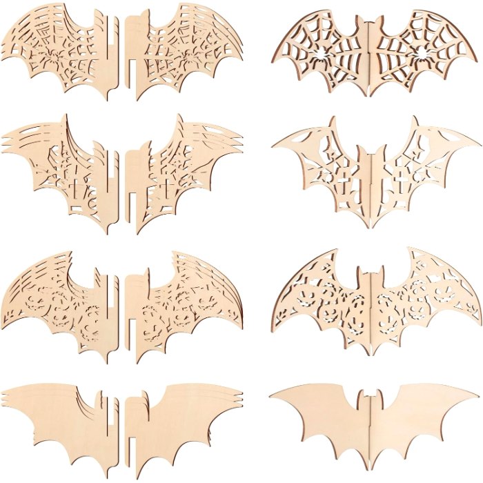 DIY 3D Halloween Bats Wood Crafts to Paint