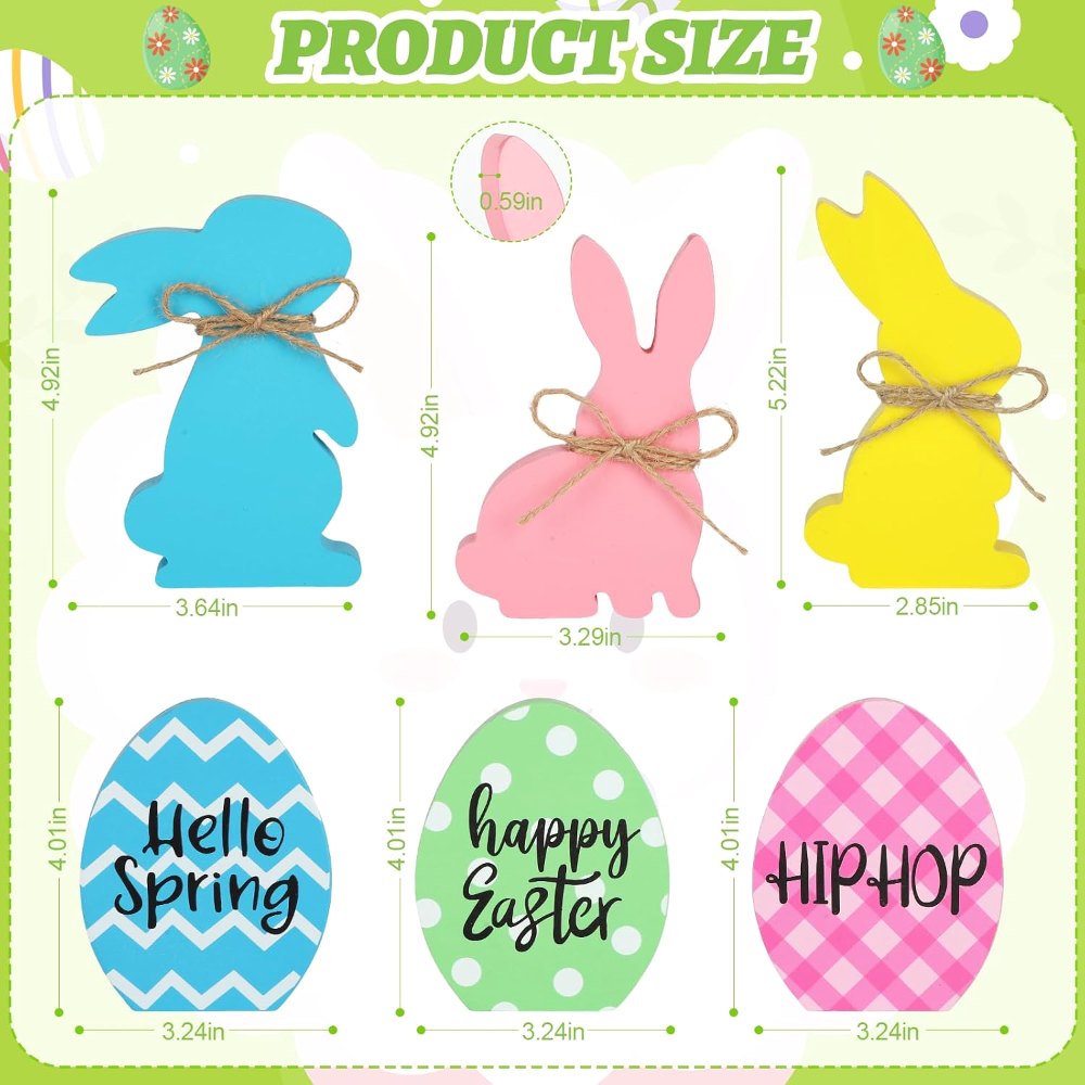 Easter Bunny Decorations for Home Wooden Easter Table, view 2