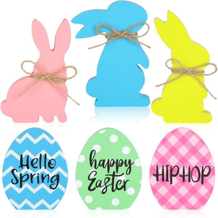 Easter Bunny Decorations for Home Wooden Easter Table