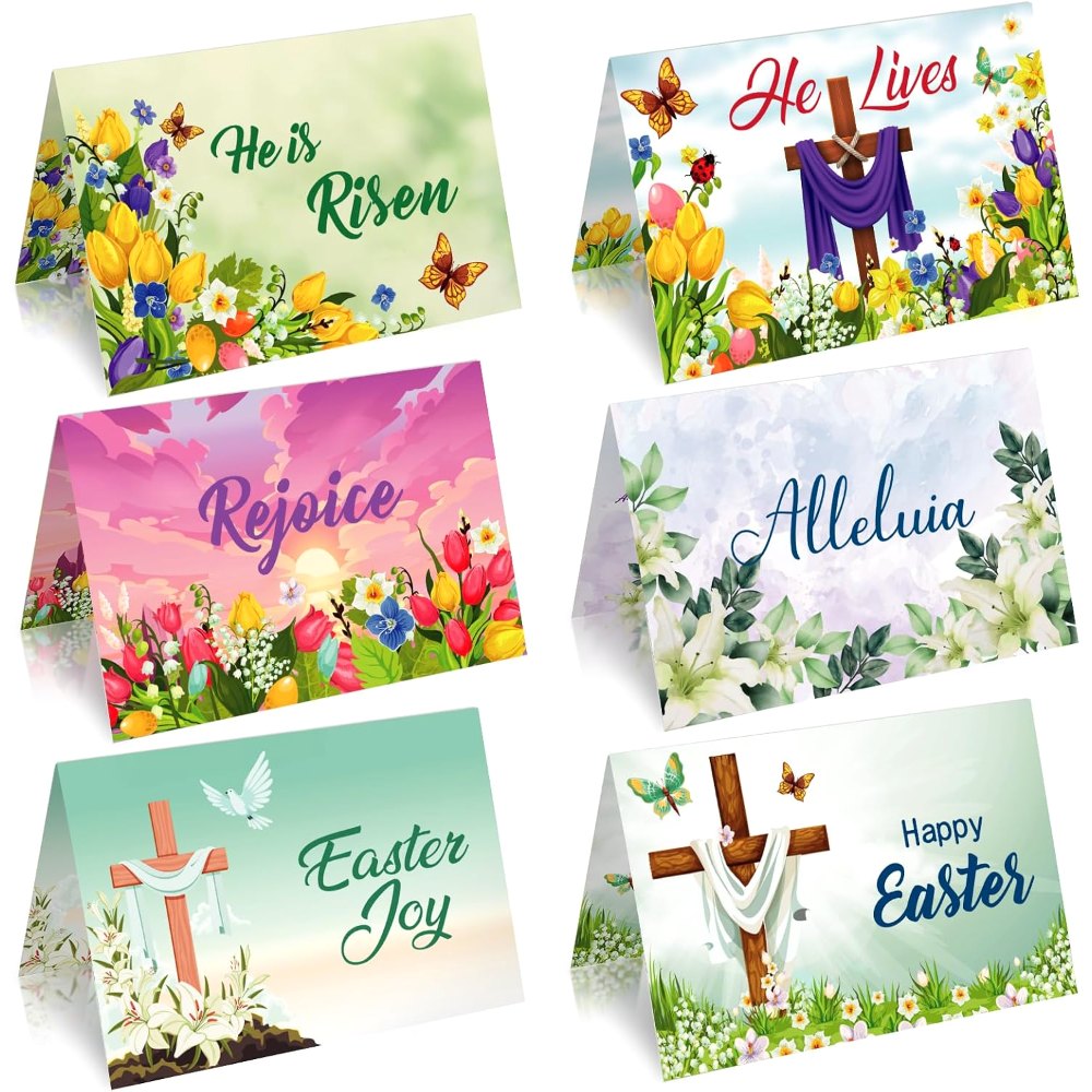 Easter Cards with Envelopes 24 Sets Cross Religious He is