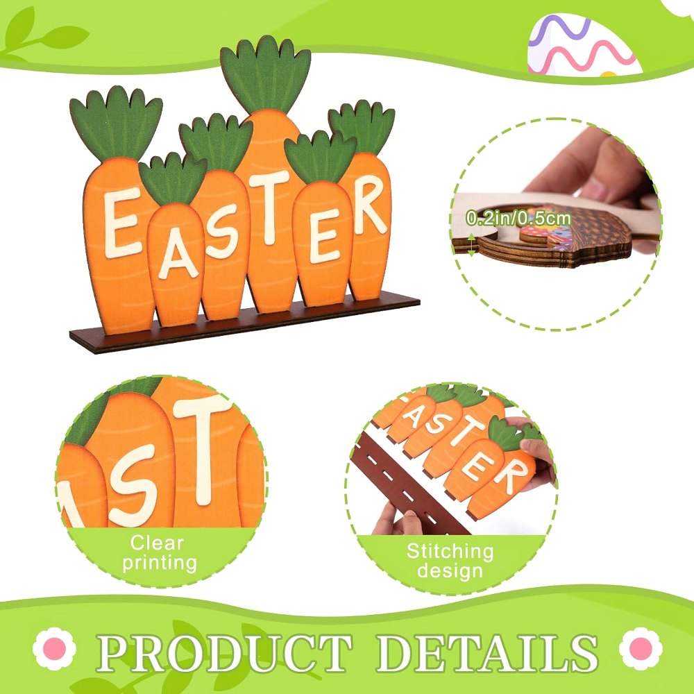 Easter Decorations for Home Wooden Bunny Table Sign, view 3