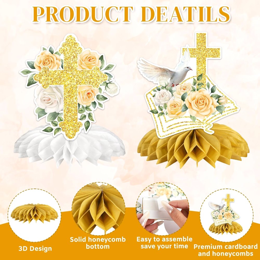 First Holy Communion Honeycomb Centerpieces, view 3