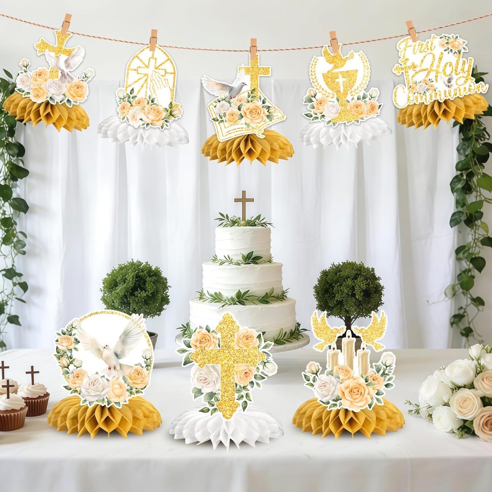 First Holy Communion Honeycomb Centerpieces, view 5