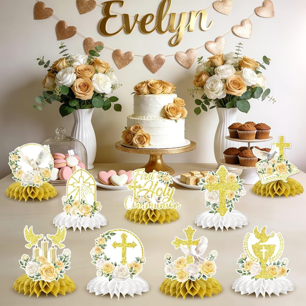 First Holy Communion Honeycomb Centerpieces, view 6