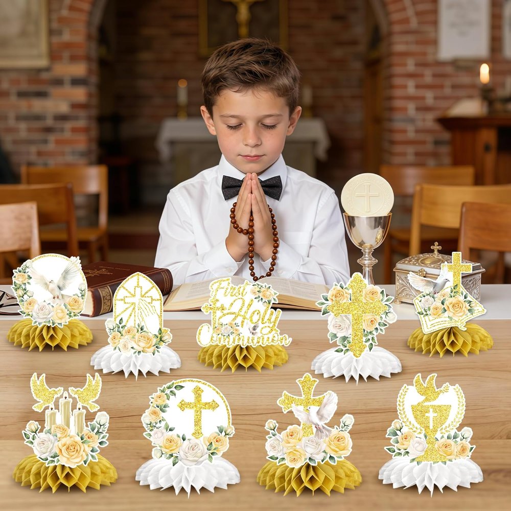 First Holy Communion Honeycomb Centerpieces, view 7