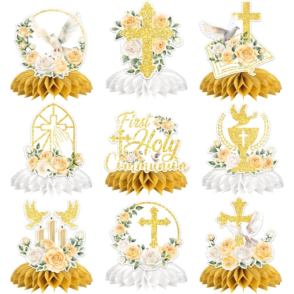 First Holy Communion Honeycomb Centerpieces