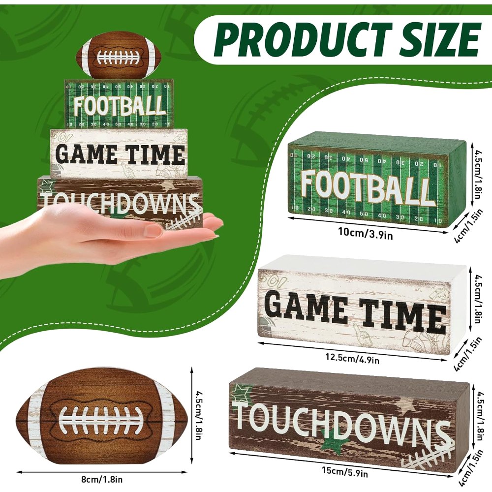 Football Decorations for Home Wooden Football Tiered Tray, view 2