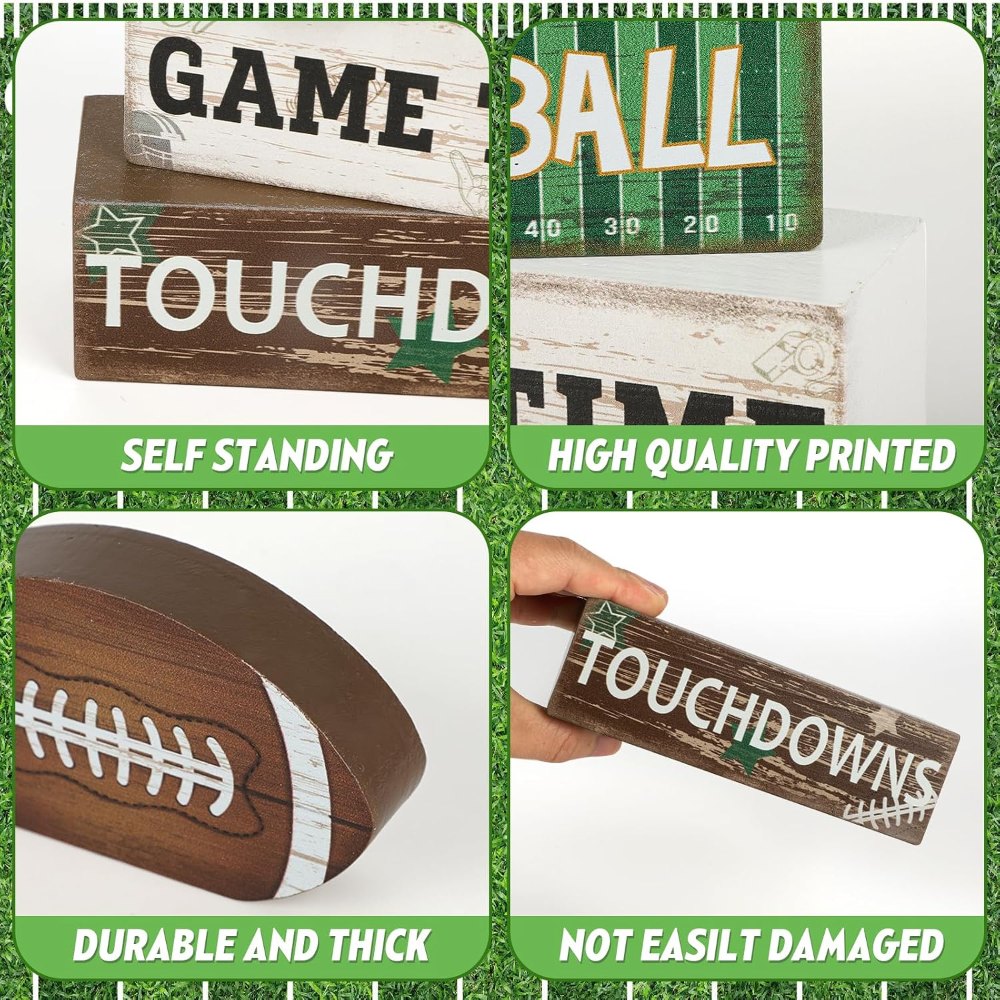 Football Decorations for Home Wooden Football Tiered Tray, view 3