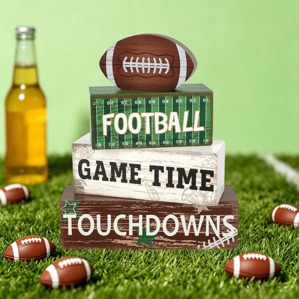 Football Decorations for Home Wooden Football Tiered Tray, view 4