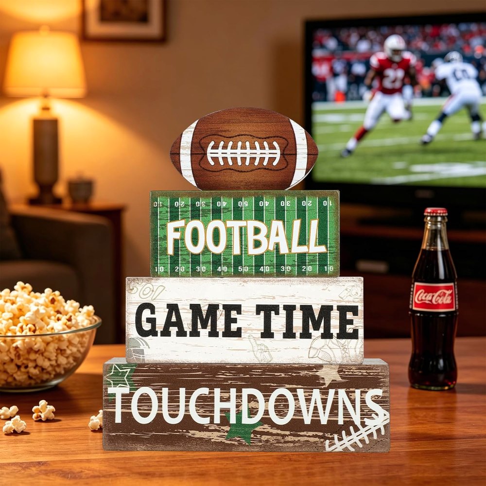 Football Decorations for Home Wooden Football Tiered Tray, view 5