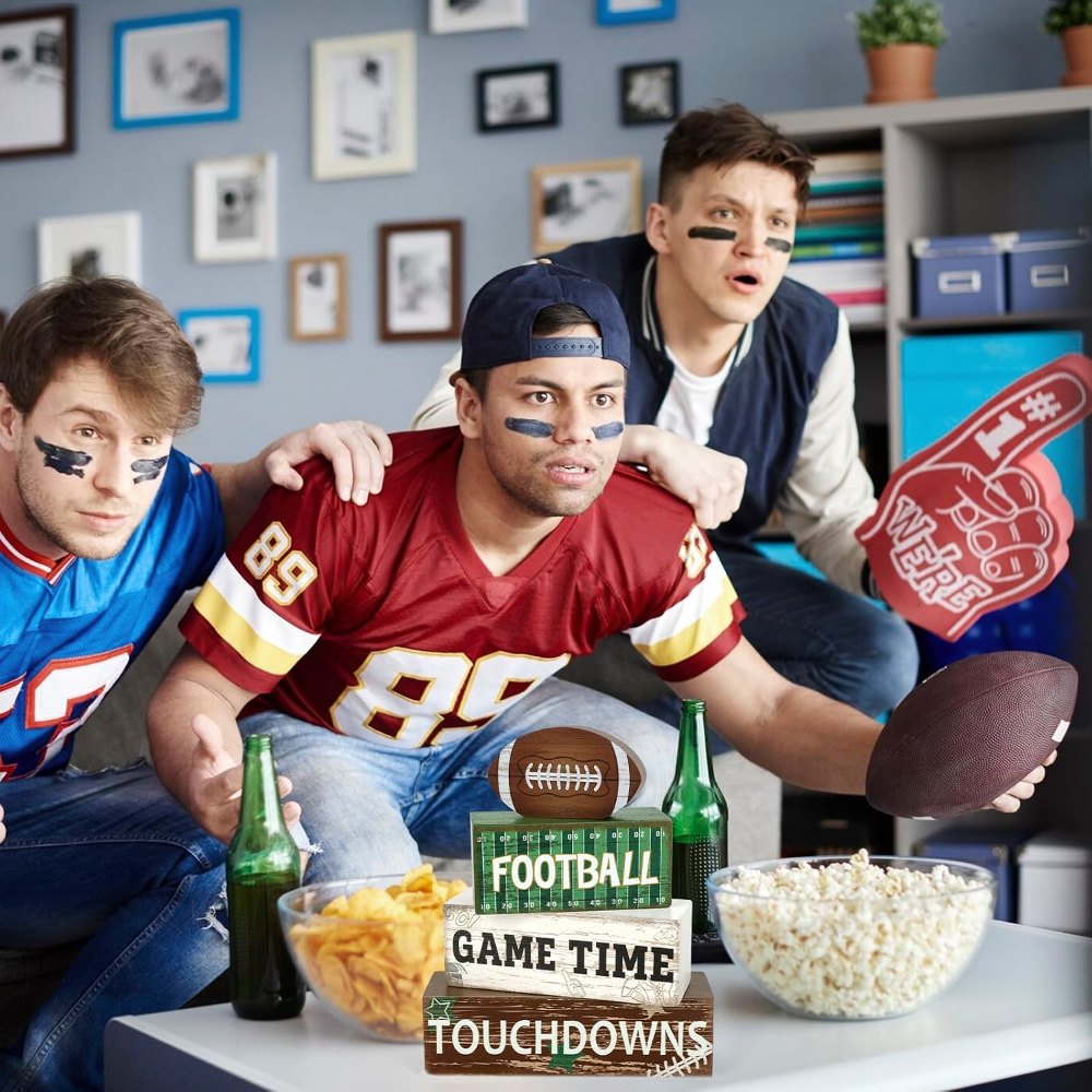 Football Decorations for Home Wooden Football Tiered Tray, view 6