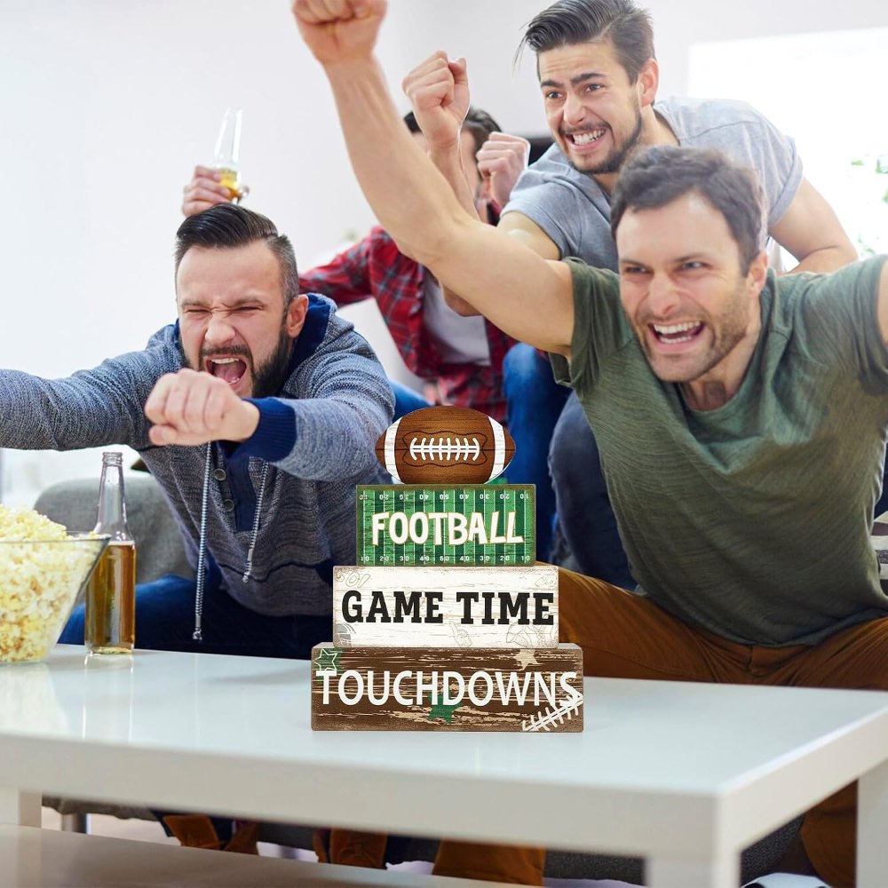 Football Decorations for Home Wooden Football Tiered Tray, view 7