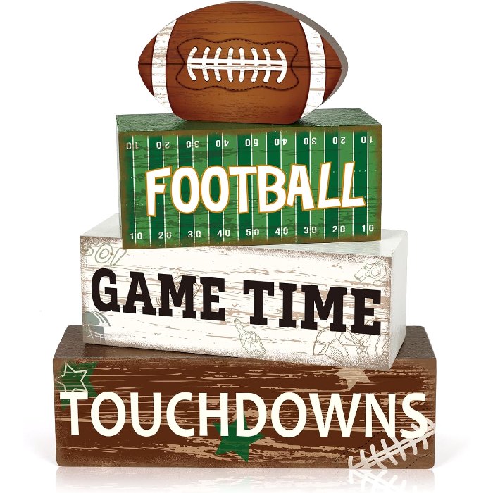 Football Decorations for Home Wooden Football Tiered Tray