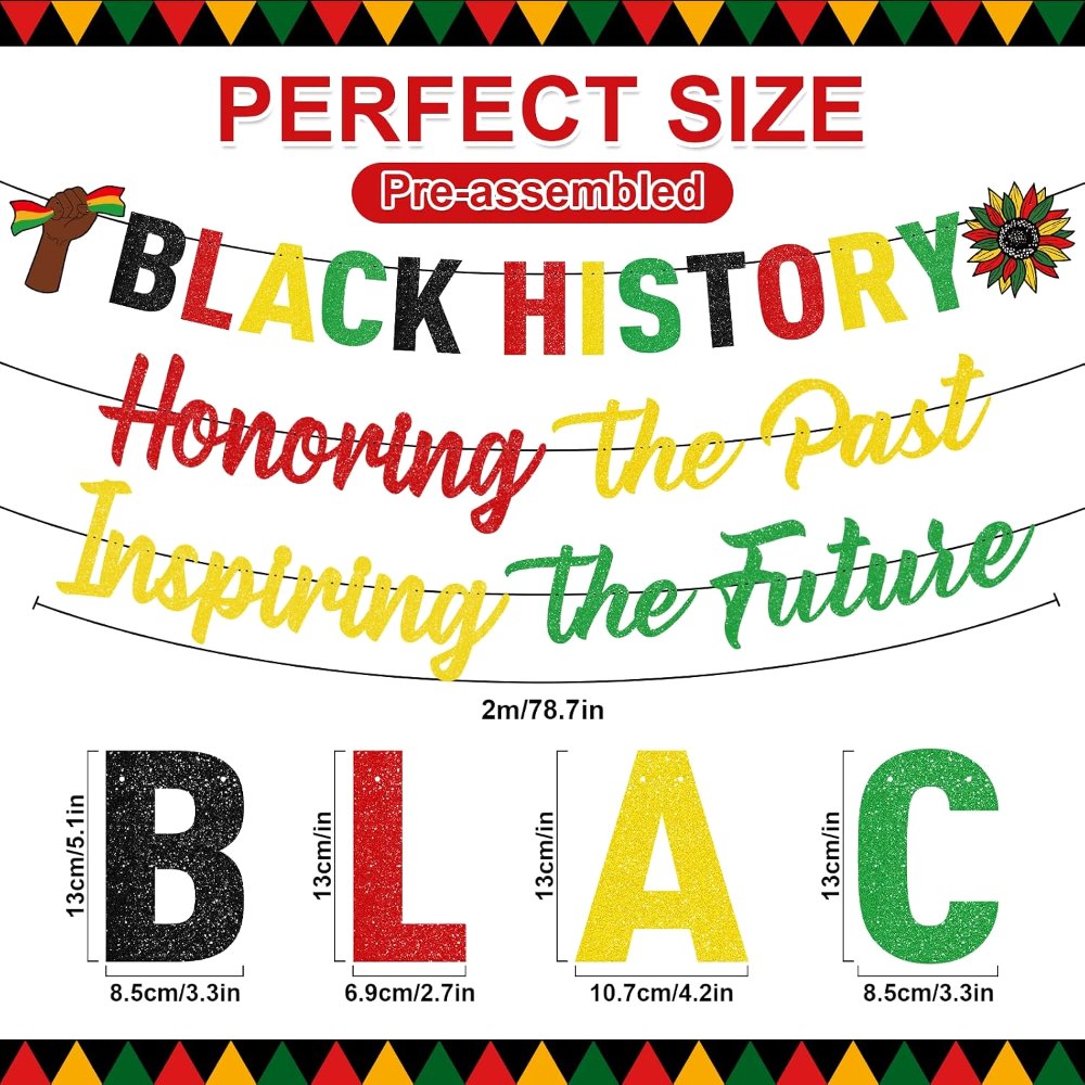 Glitter Black History Month Banner Honoring the Past, view 2