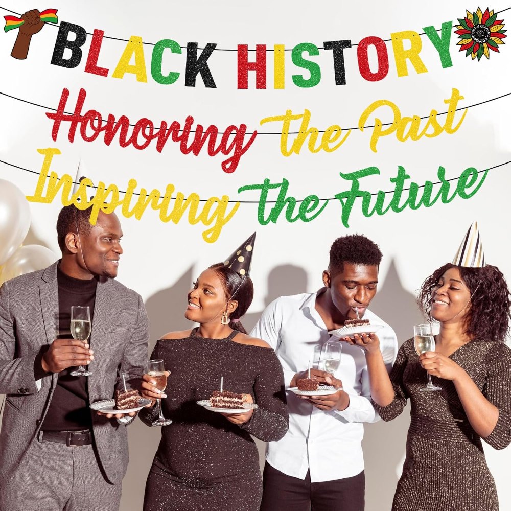 Glitter Black History Month Banner Honoring the Past, view 3