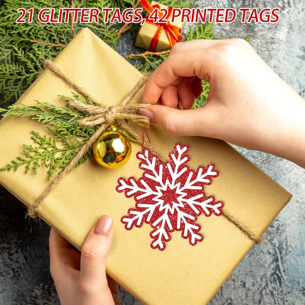 Glitter Printed Xmas Gift Labels - Christmas Name Tags, view 4