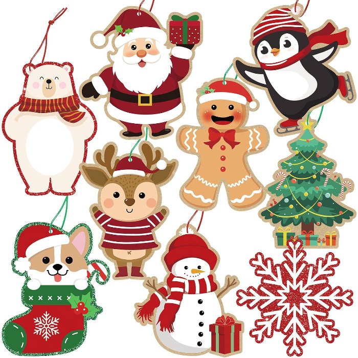Glitter Printed Xmas Gift Labels - Christmas Name Tags