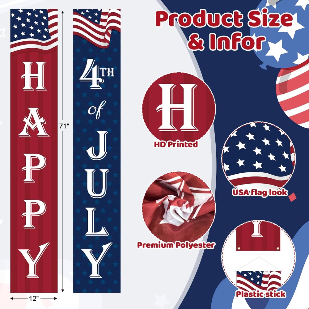 Happy 4th of July Decorations Banner a Set of 2, view 2