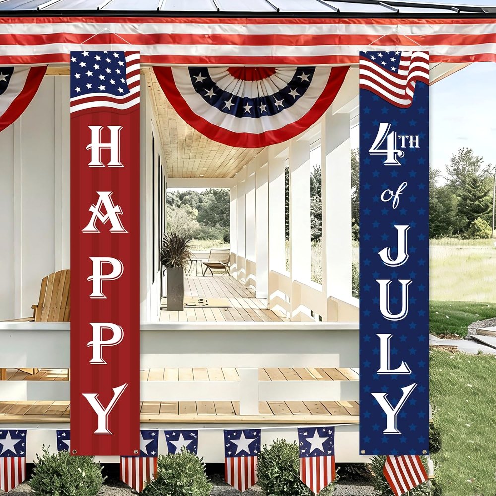 Happy 4th of July Decorations Banner a Set of 2, view 3